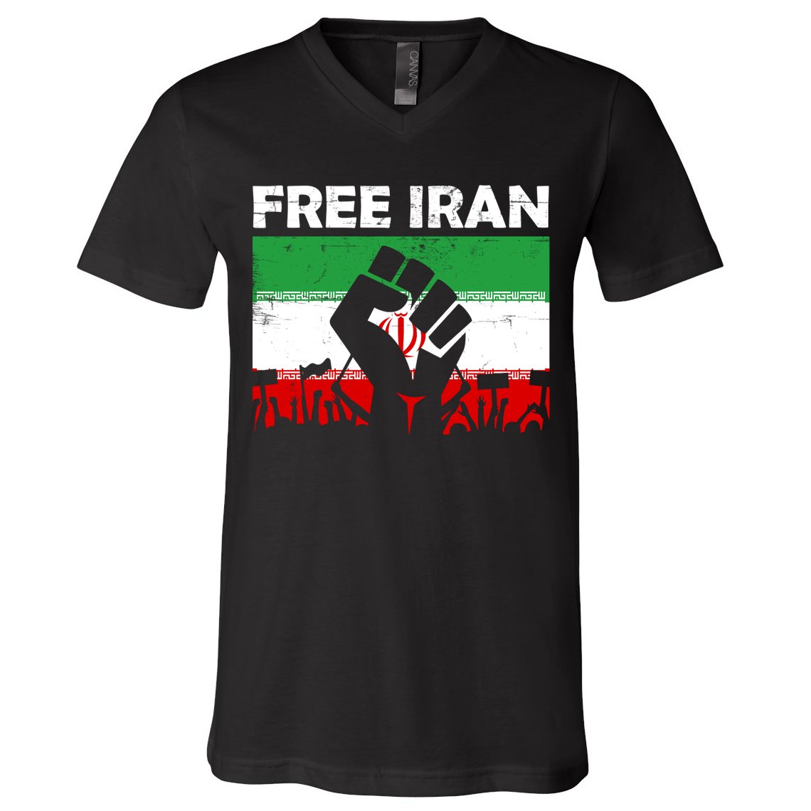 Vintage Free Iran Stand With Women Iranian Flag Raised Hand V-Neck T-Shirt