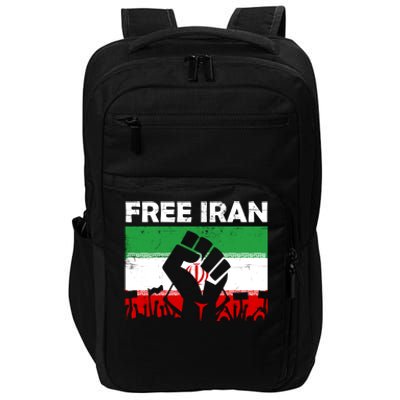 Vintage Free Iran Stand With Women Iranian Flag Raised Hand Impact Tech Backpack