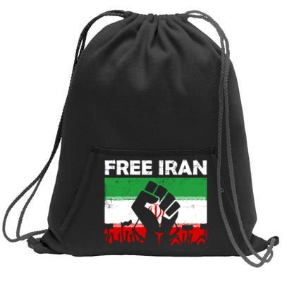 Vintage Free Iran Stand With Women Iranian Flag Raised Hand Sweatshirt Cinch Pack Bag