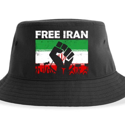 Vintage Free Iran Stand With Women Iranian Flag Raised Hand Sustainable Bucket Hat