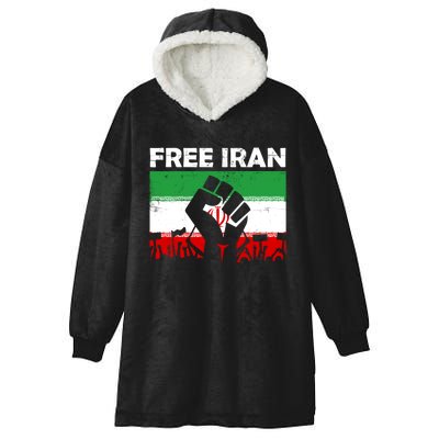 Vintage Free Iran Stand With Women Iranian Flag Raised Hand Hooded Wearable Blanket