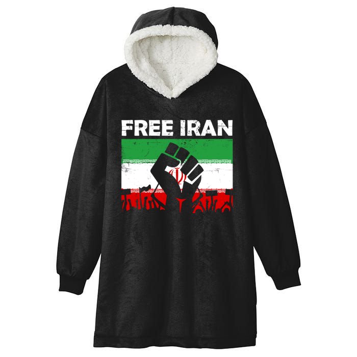 Vintage Free Iran Stand With Women Iranian Flag Raised Hand Hooded Wearable Blanket