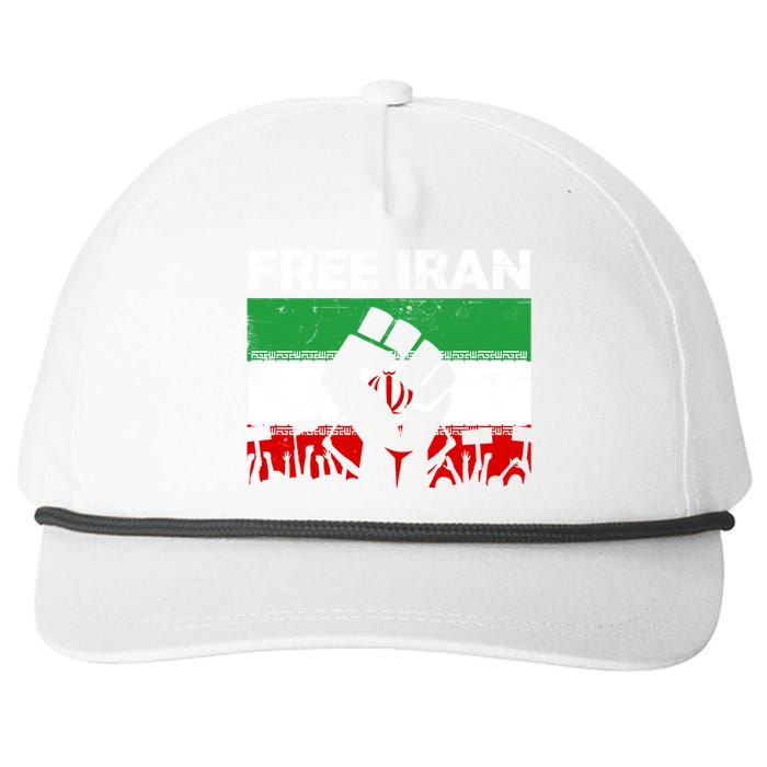 Vintage Free Iran Stand With Women Iranian Flag Raised Hand Snapback Five-Panel Rope Hat