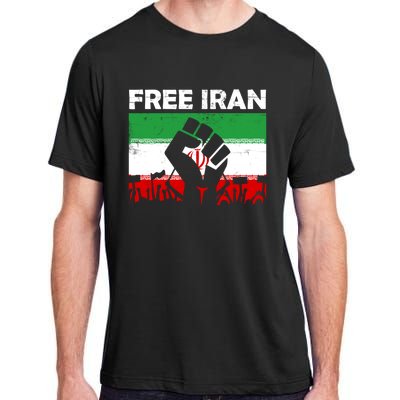 Vintage Free Iran Stand With Women Iranian Flag Raised Hand Adult ChromaSoft Performance T-Shirt