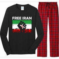 Vintage Free Iran Stand With Women Iranian Flag Raised Hand Long Sleeve Pajama Set