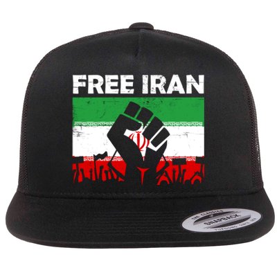 Vintage Free Iran Stand With Women Iranian Flag Raised Hand Flat Bill Trucker Hat