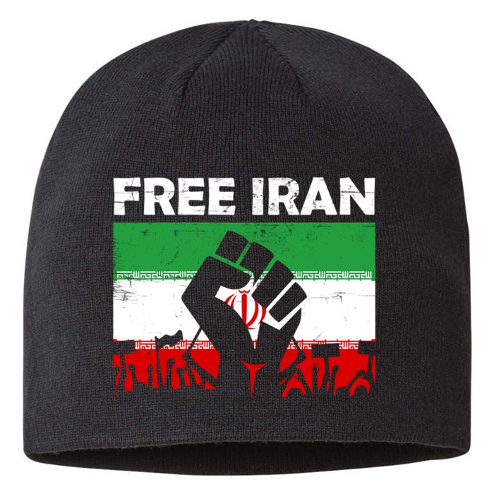 Vintage Free Iran Stand With Women Iranian Flag Raised Hand Sustainable Beanie