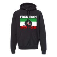 Vintage Free Iran Stand With Women Iranian Flag Raised Hand Premium Hoodie