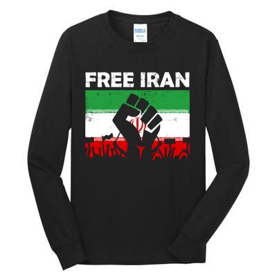 Vintage Free Iran Stand With Women Iranian Flag Raised Hand Tall Long Sleeve T-Shirt