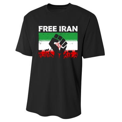 Vintage Free Iran Stand With Women Iranian Flag Raised Hand Performance Sprint T-Shirt