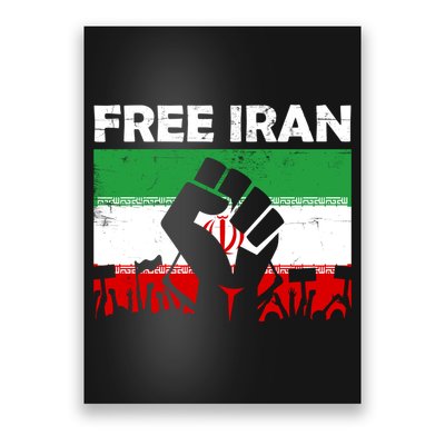 Vintage Free Iran Stand With Women Iranian Flag Raised Hand Poster