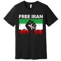 Vintage Free Iran Stand With Women Iranian Flag Raised Hand Premium T-Shirt