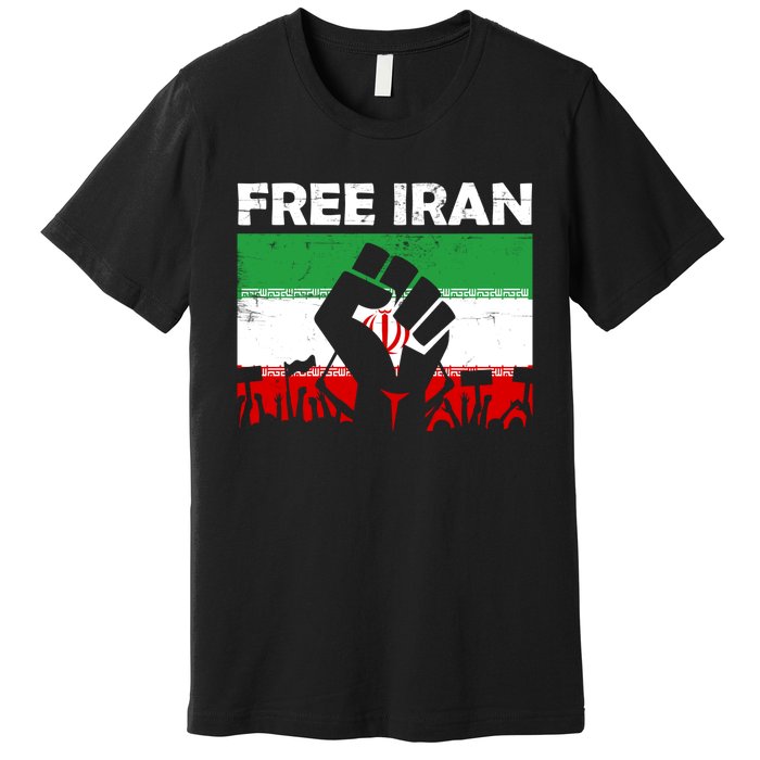 Vintage Free Iran Stand With Women Iranian Flag Raised Hand Premium T-Shirt