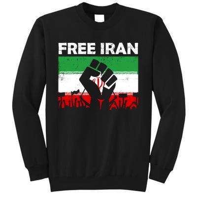 Vintage Free Iran Stand With Women Iranian Flag Raised Hand Tall Sweatshirt