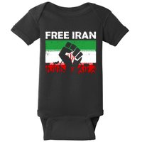 Vintage Free Iran Stand With Women Iranian Flag Raised Hand Baby Bodysuit