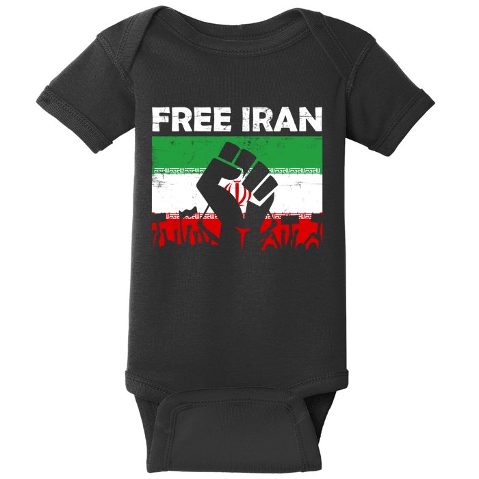 Vintage Free Iran Stand With Women Iranian Flag Raised Hand Baby Bodysuit