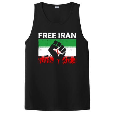 Vintage Free Iran Stand With Women Iranian Flag Raised Hand PosiCharge Competitor Tank