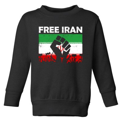 Vintage Free Iran Stand With Women Iranian Flag Raised Hand Toddler Sweatshirt