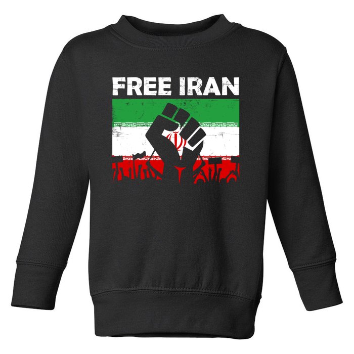 Vintage Free Iran Stand With Women Iranian Flag Raised Hand Toddler Sweatshirt