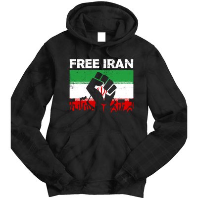 Vintage Free Iran Stand With Women Iranian Flag Raised Hand Tie Dye Hoodie