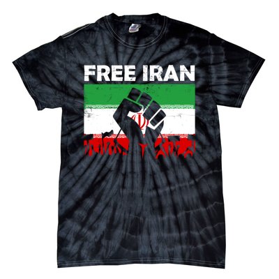 Vintage Free Iran Stand With Women Iranian Flag Raised Hand Tie-Dye T-Shirt