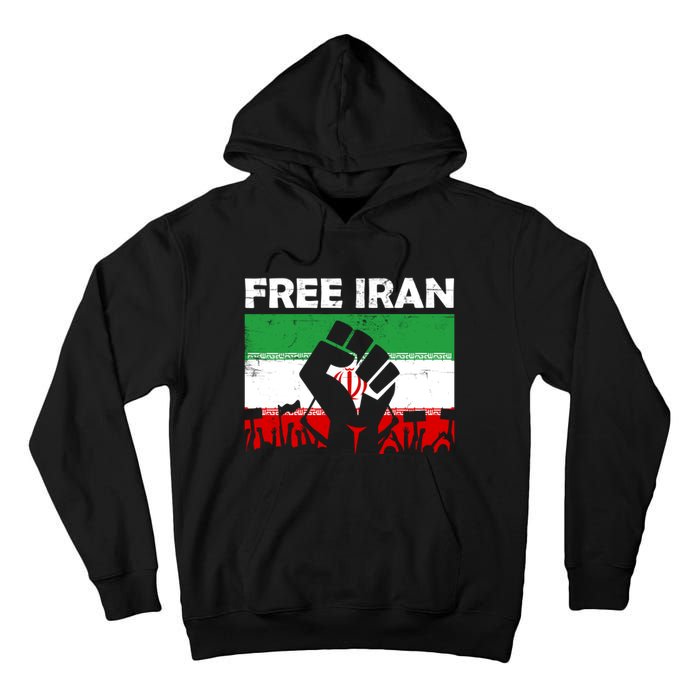 Vintage Free Iran Stand With Women Iranian Flag Raised Hand Tall Hoodie