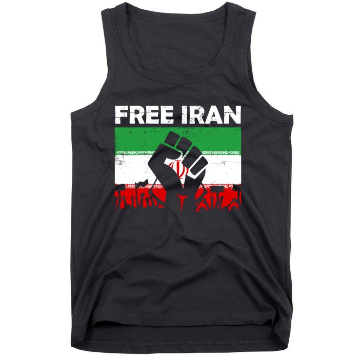 Vintage Free Iran Stand With Women Iranian Flag Raised Hand Tank Top