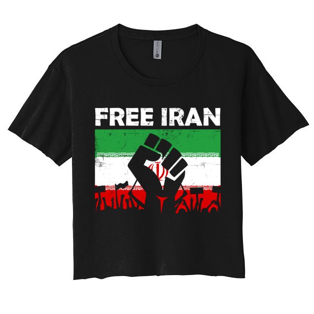 Vintage Free Iran Stand With Women Iranian Flag Raised Hand Crop Top