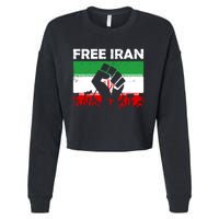 Vintage Free Iran Stand With Women Iranian Flag Raised Hand Cropped Pullover Crew