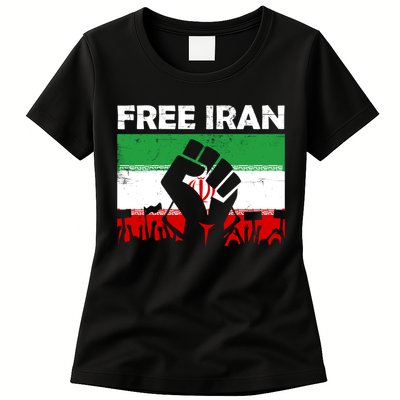 Vintage Free Iran Stand With Women Iranian Flag Raised Hand Womens T-Shirt