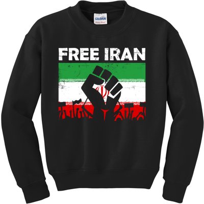 Vintage Free Iran Stand With Women Iranian Flag Raised Hand Kids Sweatshirt