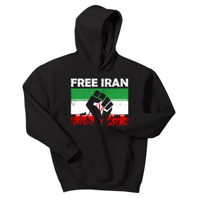 Vintage Free Iran Stand With Women Iranian Flag Raised Hand Kids Hoodie