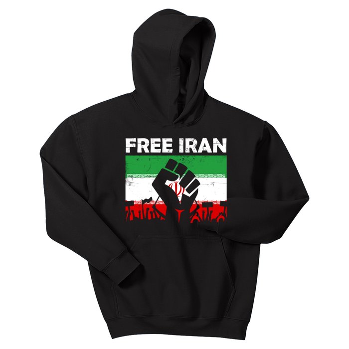 Vintage Free Iran Stand With Women Iranian Flag Raised Hand Kids Hoodie