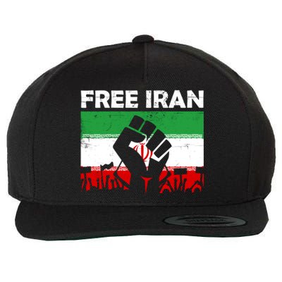 Vintage Free Iran Stand With Women Iranian Flag Raised Hand Wool Snapback Cap