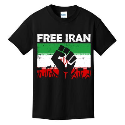 Vintage Free Iran Stand With Women Iranian Flag Raised Hand Kids T-Shirt