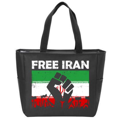 Vintage Free Iran Stand With Women Iranian Flag Raised Hand Zip Tote Bag