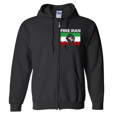 Vintage Free Iran Stand With Women Iranian Flag Raised Hand Full Zip Hoodie