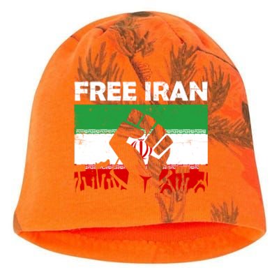 Vintage Free Iran Stand With Women Iranian Flag Raised Hand Kati - Camo Knit Beanie