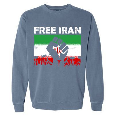 Vintage Free Iran Stand With Women Iranian Flag Raised Hand Garment-Dyed Sweatshirt