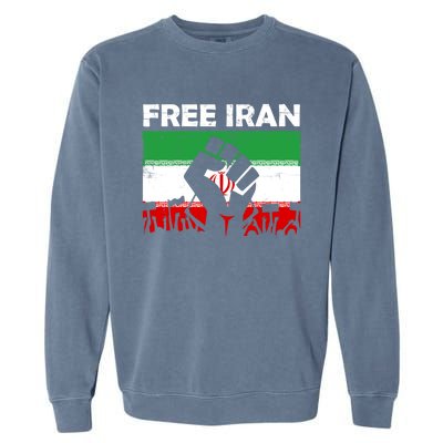 Vintage Free Iran Stand With Women Iranian Flag Raised Hand Garment-Dyed Sweatshirt