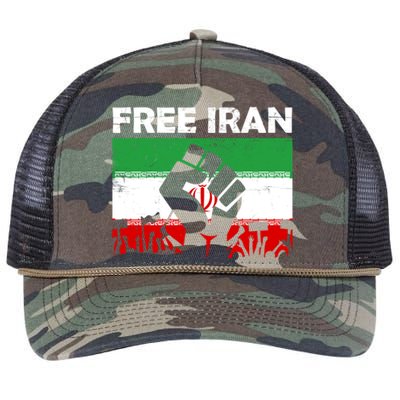 Vintage Free Iran Stand With Women Iranian Flag Raised Hand Retro Rope Trucker Hat Cap