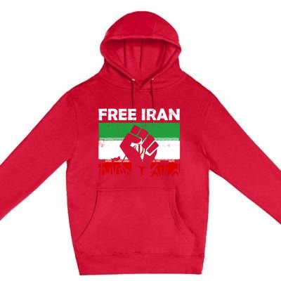 Vintage Free Iran Stand With Women Iranian Flag Raised Hand Premium Pullover Hoodie