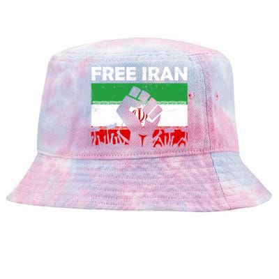 Vintage Free Iran Stand With Women Iranian Flag Raised Hand Tie-Dyed Bucket Hat