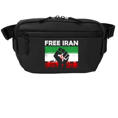 Vintage Free Iran Stand With Women Iranian Flag Raised Hand Crossbody Pack