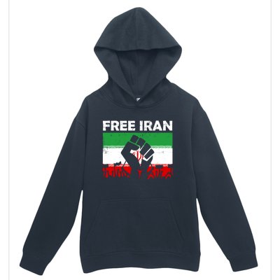 Vintage Free Iran Stand With Women Iranian Flag Raised Hand Urban Pullover Hoodie