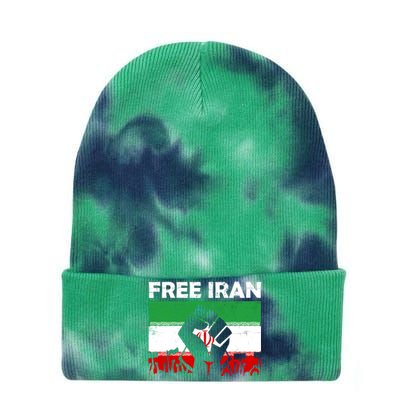 Vintage Free Iran Stand With Women Iranian Flag Raised Hand Tie Dye 12in Knit Beanie