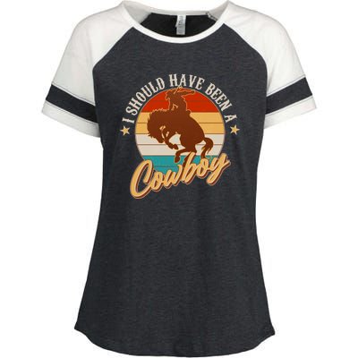 Vintage Funny I Should Have Been A Cowboy Enza Ladies Jersey Colorblock Tee