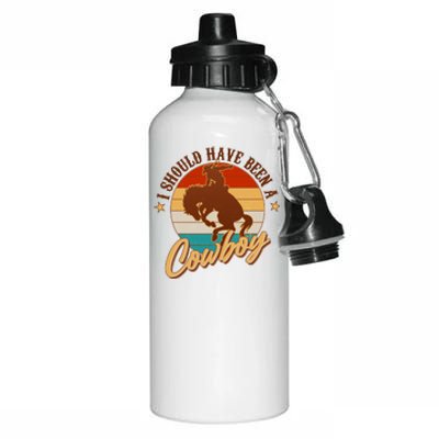 Vintage Funny I Should Have Been A Cowboy Aluminum Water Bottle