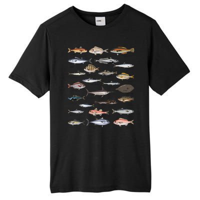 Vintage Fish Identification Chart Fishing Tall Fusion ChromaSoft Performance T-Shirt