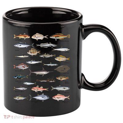 Vintage Fish Identification Chart Fishing 11oz C Handle Ceramic Mug